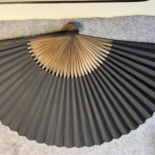 柿漆烟煤刷面 头青冬竹扇骨 可防水 技艺纯手工黑纸扇 失传