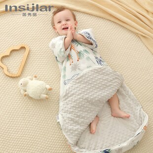 婴儿a类冬季全棉防踢睡袋加厚儿童豆豆绒保暖被安抚睡袋防踢被