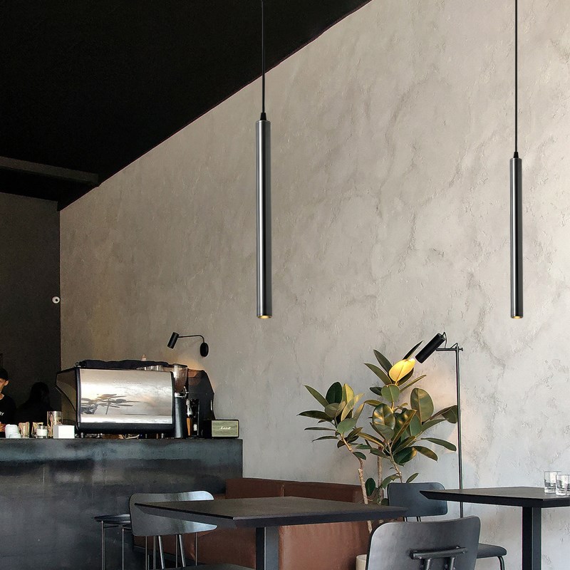 led吧台灯明装吊线长筒灯设计师款餐厅前台收银台单头圆柱形吊灯