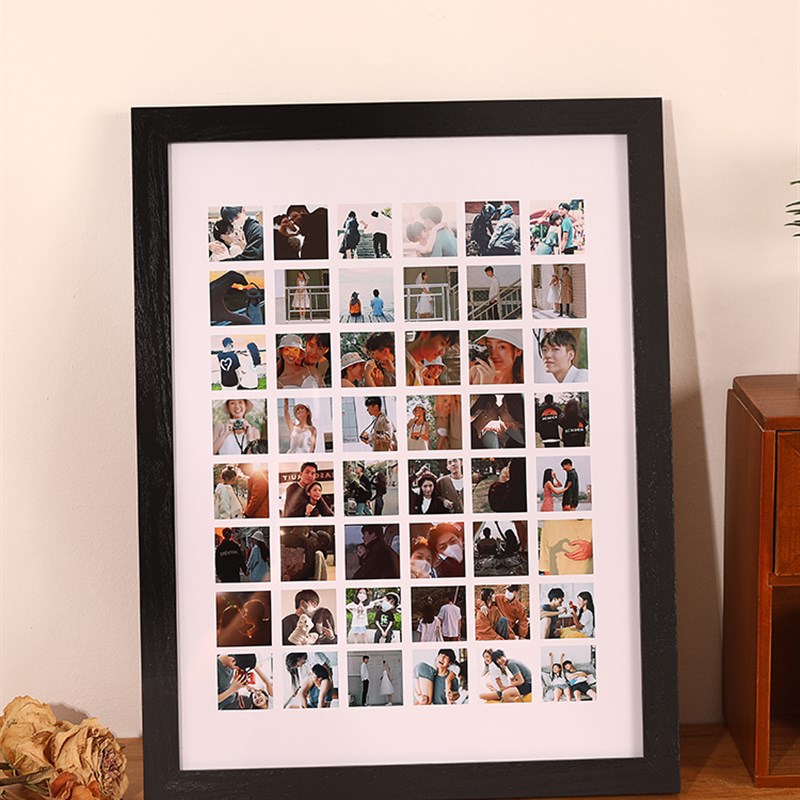 diy定制九9宫格相框洗照片做成纪念册七夕情侣礼物挂墙婚纱照画框