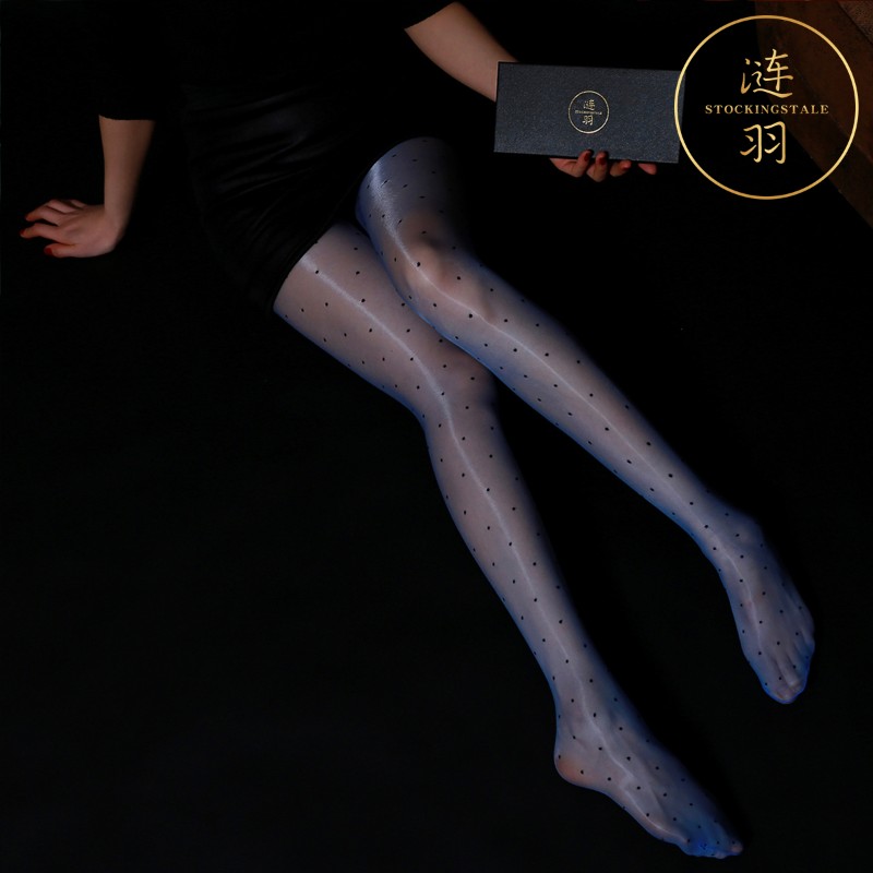 涟羽 萤点 性感超薄波点油亮油光丝袜无痕档脚尖透明连裤袜美脚