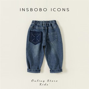 男童裤子加绒女童牛仔裤秋冬款2023新款童装儿童秋装幼儿长裤冬季