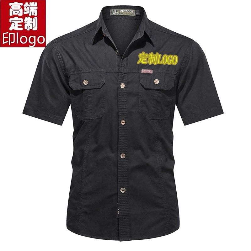 2024夏季衬衫男短袖纯棉男士夏装衬衣宽松户外休闲工装上衣外套潮,男装,衬衫,淘宝优惠券,粉丝福利购,淘宝优惠卷