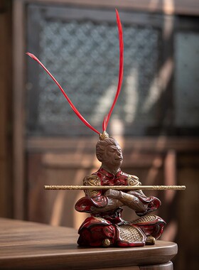 炼器紫砂禅意齐天大圣孙悟空摆件家居客厅博古架装饰鱼缸造景摆设