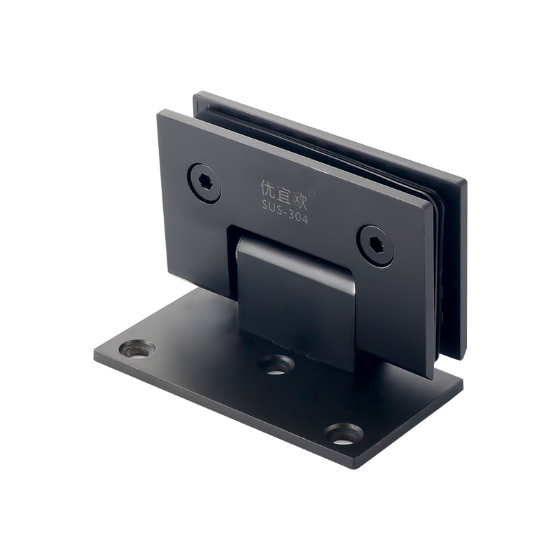 优宜欧304不锈钢哑黑单边浴室夹淋浴房合页无框玻璃门夹铰链90度