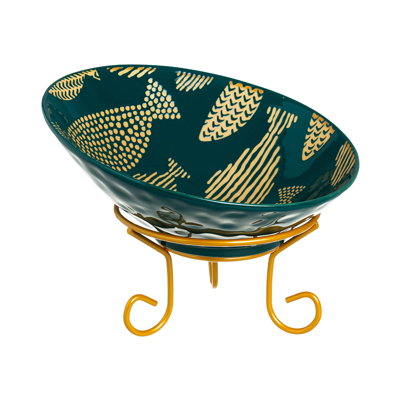 高脚猫碗陶瓷保护颈椎防打翻大容量倾斜宠物单碗猫咪水碗猫狗食盆