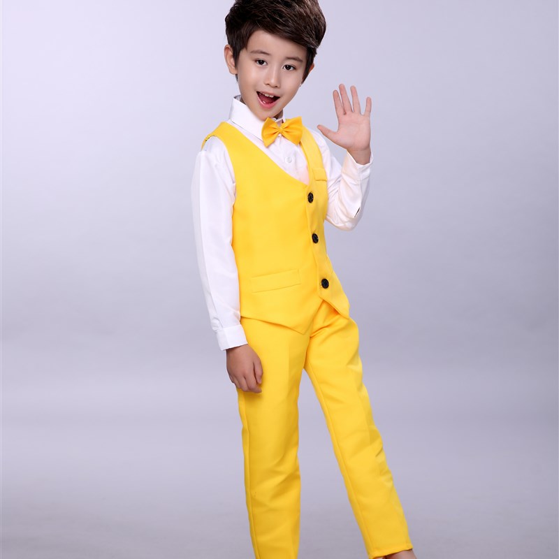 元旦男童礼服马甲套装小主持人钢琴演出服男孩合唱服演出朗诵服装