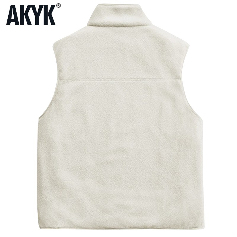 春秋冬摇粒马甲男立领背心加厚保暧宽松大码户外休闲钓鱼马夹外套