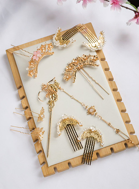 汉服头饰发冠流苏步摇簪子牡丹发夹月麟古风绮纪妆造饰品发饰套装