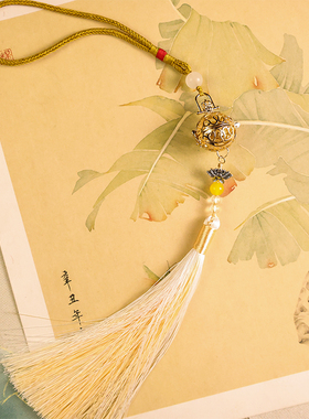 重紫同款金色古风宫铃压襟吊坠