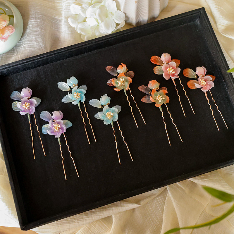 汉唐臻品琉璃花朵汉服小U钗