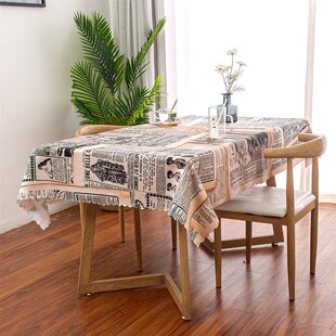 复古中式报纸桌布咖啡厅奶茶店英式下午茶桌垫耐脏可水洗布艺北欧