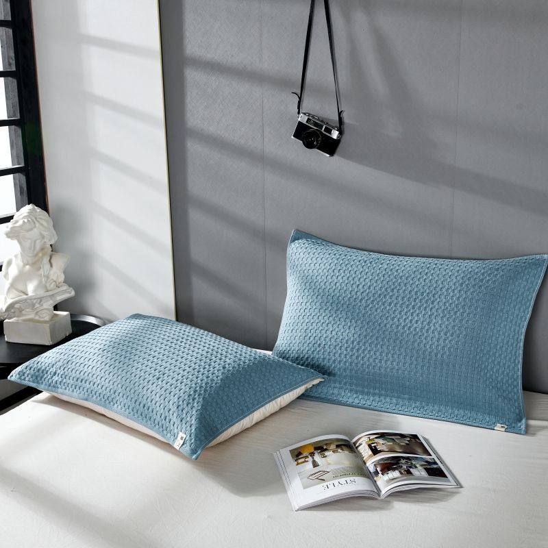 北欧简约枕巾纯棉一对装枕头套巾男生防螨抗菌高级枕芯盖巾防头油
