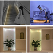 人体感应灯带接220V电线智能生活红外光控双感应灯条玄关鞋 柜夜灯