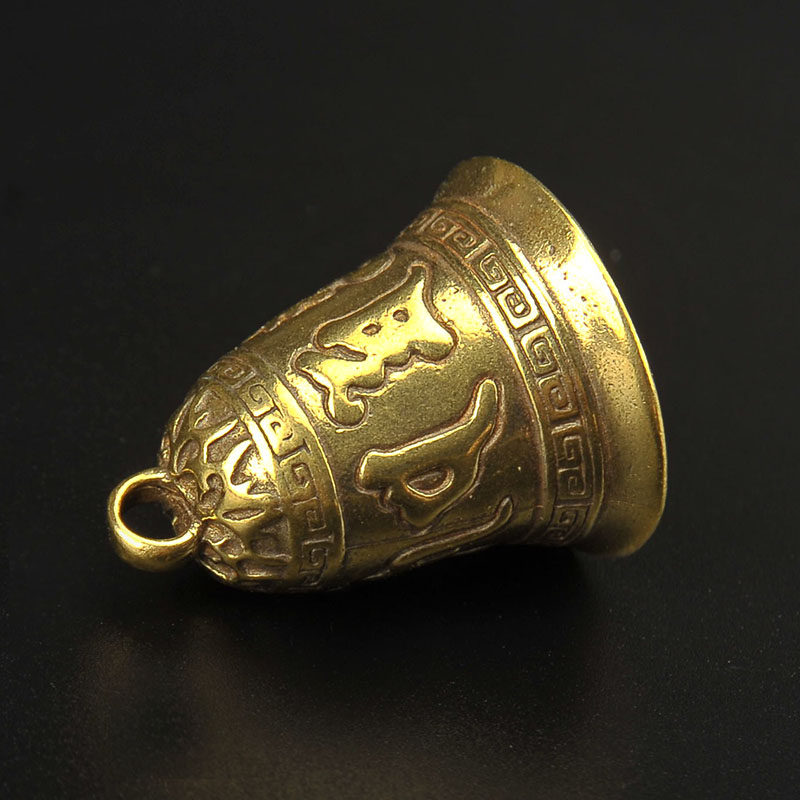 纯黄铜六字箴言藏式铃铛手工钥匙扣挂件创意复古礼品情侣礼物车饰