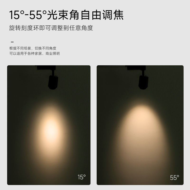 明装调焦轨道射灯导轨灯蜂窝网重点照明全光谱光束角光圈可调节