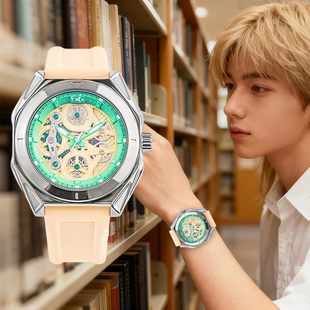 FidoDido七喜小子镂空机械风手表男女学生夜光防水运动情侣表腕表