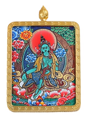 西藏热贡纯彩绘唐卡男女十二生肖八守护神本命佛转运唐卡吊坠