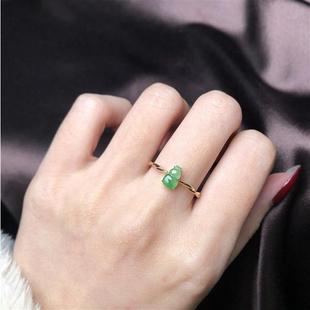 气质简约戒指 糖葫芦 镀S925银仿天然高冰种阳绿玉髓ins女时尚