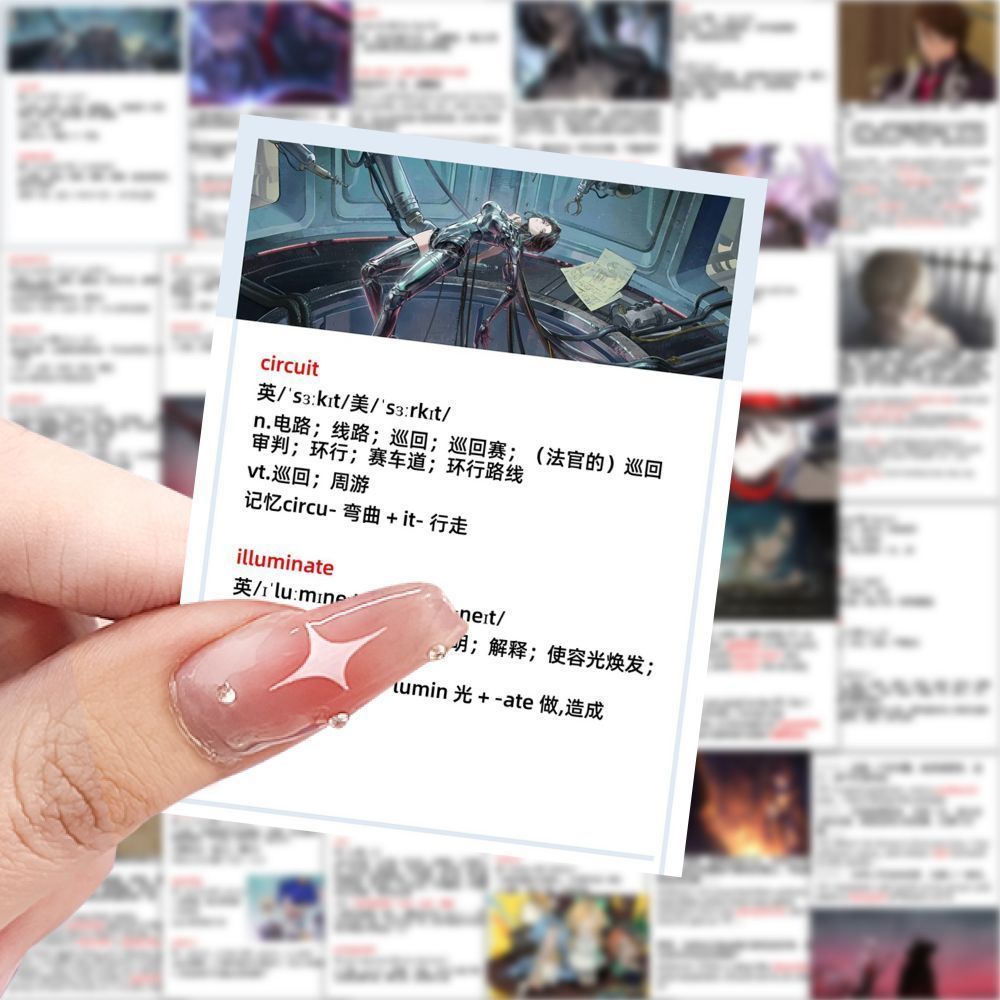 126张跟着崩铁学英语搞笑贴纸网络装饰学习桌面贴画手账手机防水