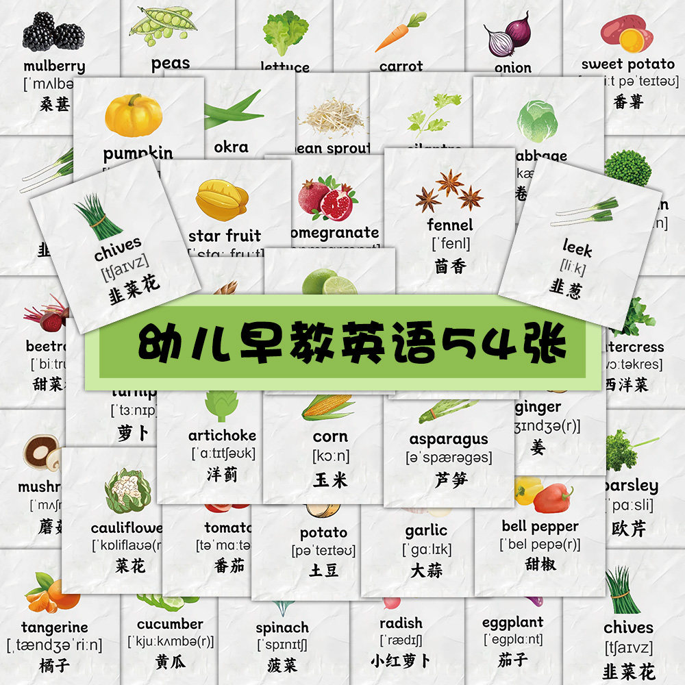 54张趣味早教英语单词贴纸英语学习速记神器英语词汇积累贴画防水