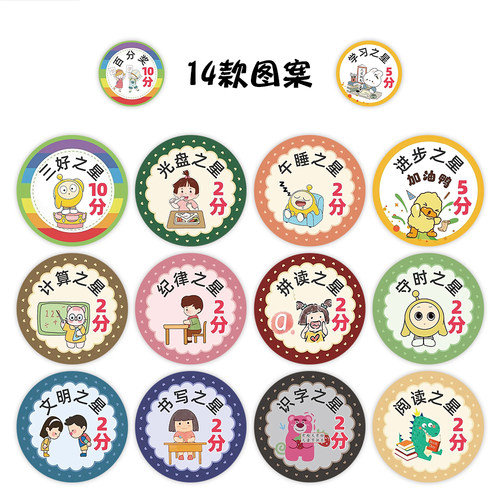 幼儿园奖励积分卷卷贴纸孩童表扬奖励装饰防水贴
