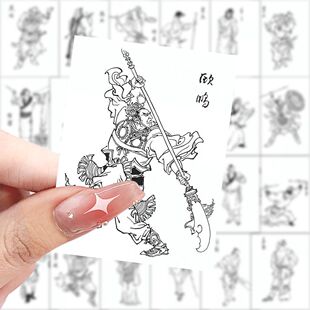 新款水浒传英雄绣像手绘贴纸108将简约创意人物手账装饰贴画防水