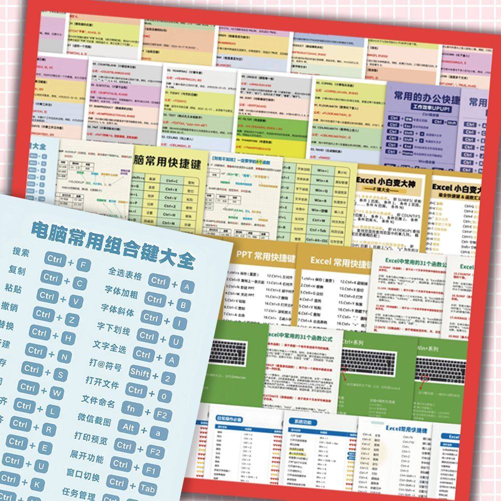 48张电脑快捷键知识创意便捷贴纸装饰笔记本电脑水杯桌面diy贴画