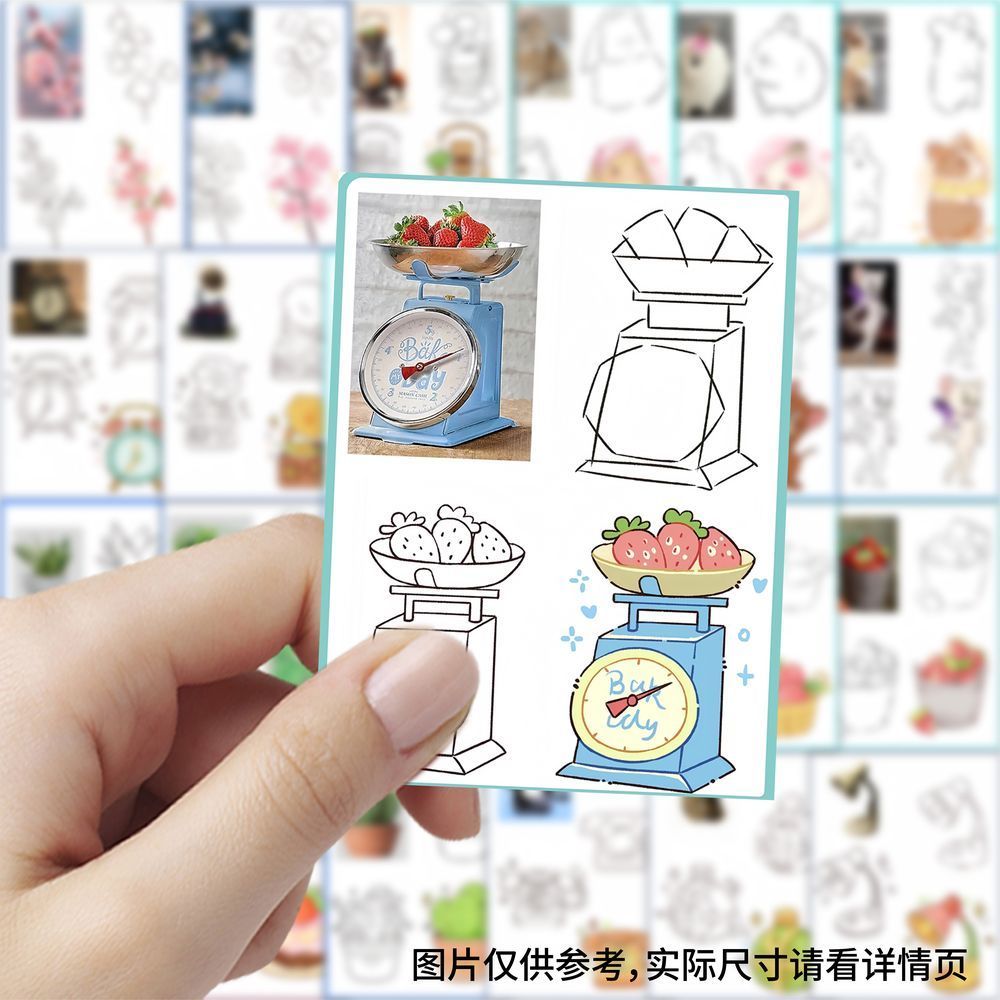 189张简笔画练习小白速途每日控笔一练线条临摹素材自粘防水贴纸