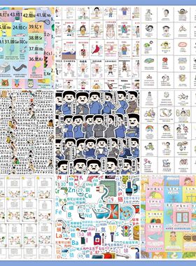 45/60/70张幼小初高学习知识区 古诗词化学笔记拼音学习贴画小卡