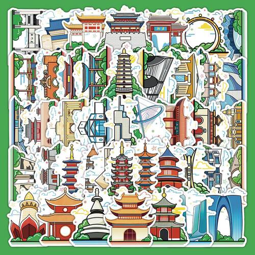 100张著名建筑贴纸自粘贴画