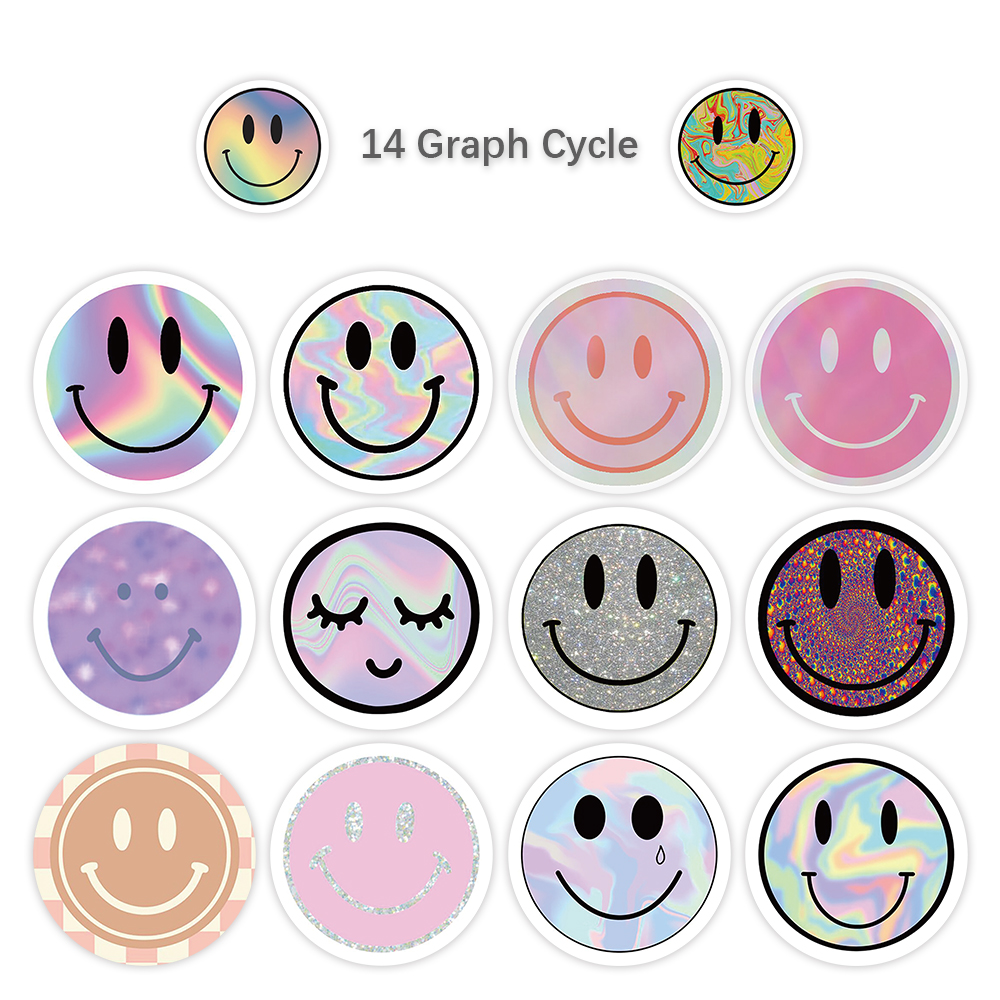 开心笑脸小众创意卷卷贴纸卡通图案装饰手机壳笔记本防水封口贴画