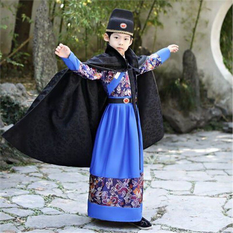 儿童古装汉服男童锦衣卫飞鱼服霸气男女孩表演服侠客书生演出服