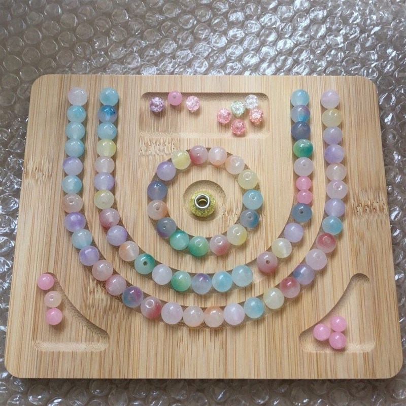 串珠设计盘项链设计串珠盘实木x手链文玩设计板DIY散珠展示盘托盘