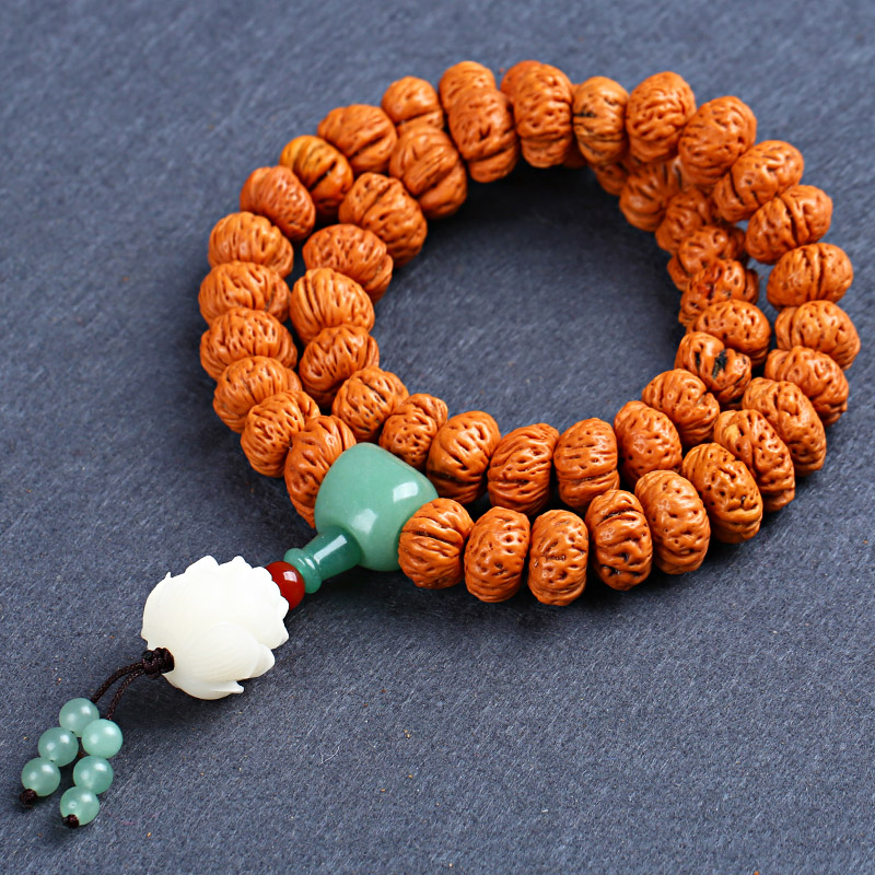 新品桃胡文玩蟠桃核手串仙桃核手链54/108颗粒手持Z手把玩件男