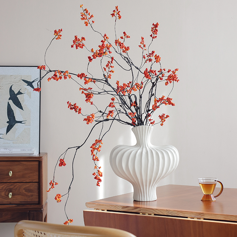 侘寂风陶瓷花瓶艺术摆件轻奢高级感客厅样板间餐桌装饰品法式花器