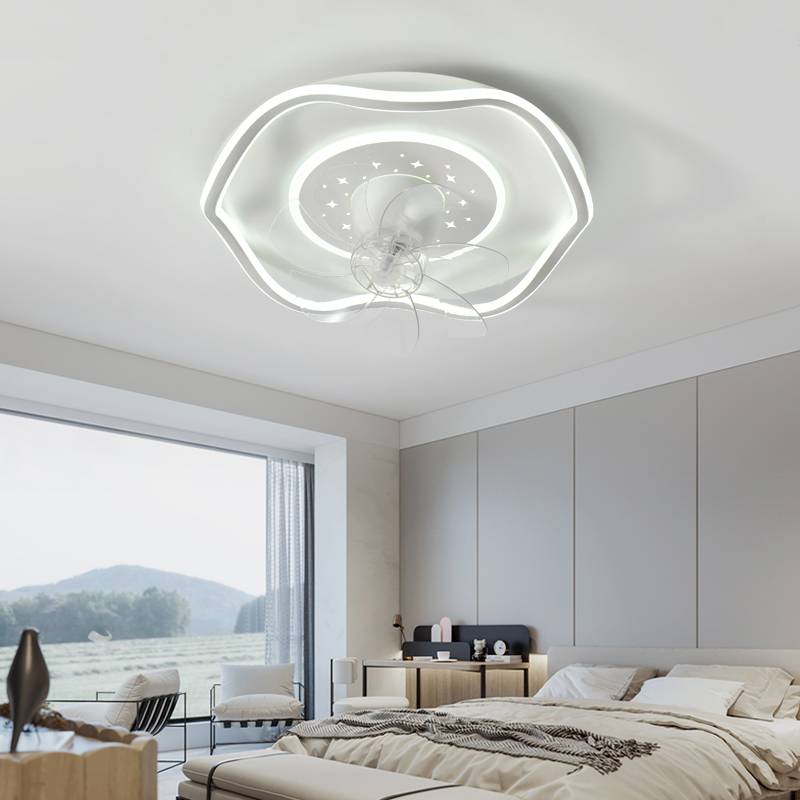 360度摇头风扇灯卧室灯现代简约吊E扇灯北欧温馨浪漫房间客厅吸顶