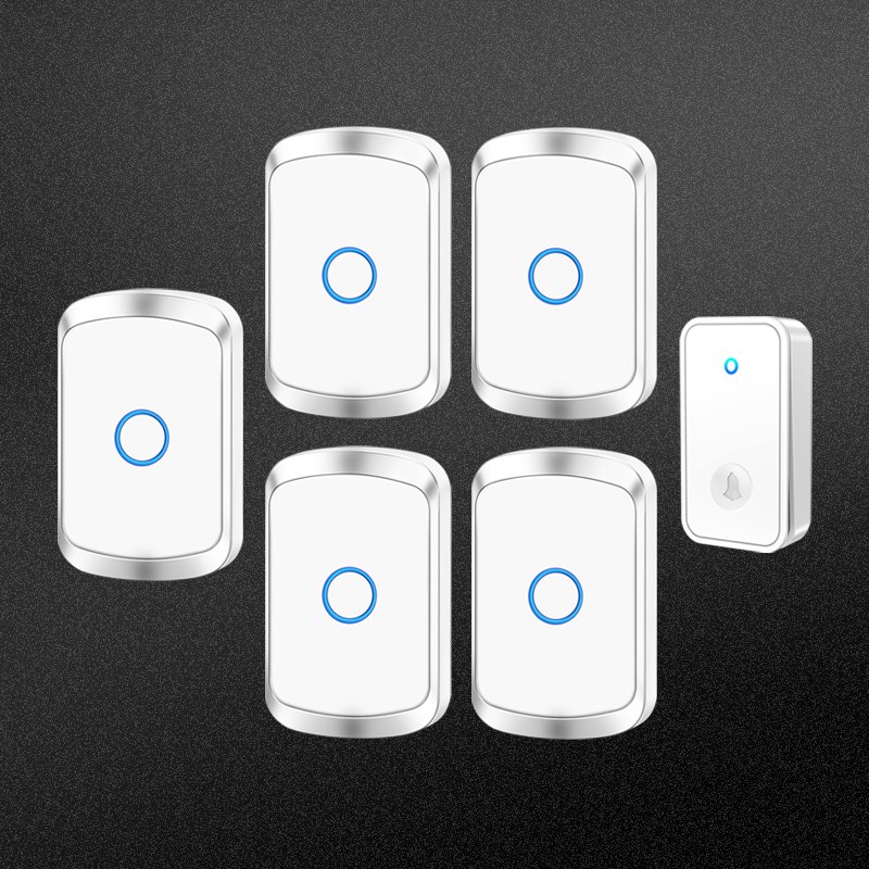 智能无线家用不用电池门铃自发电一拖五远距离电子遥控呼叫器