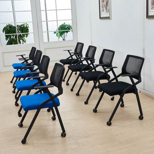 免安装滑轮折叠椅培训椅会议椅电脑椅办公职员椅带写字板简约耐用