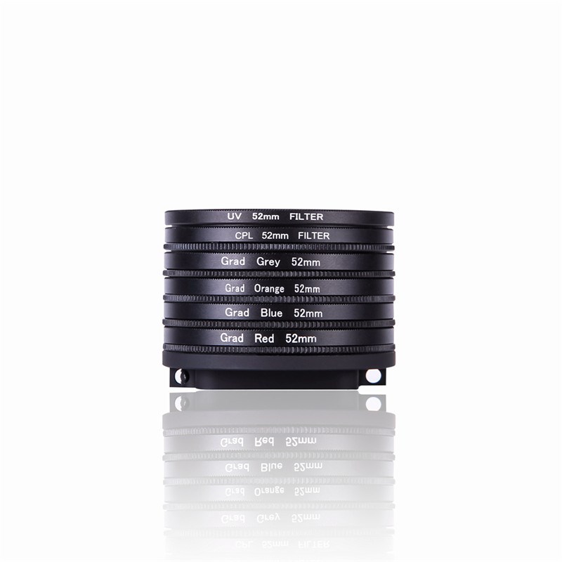 52mm CPL渐变红/蓝/橙/灰滤镜UV套装适用GoPro 5/7O/9/10/11/12/1