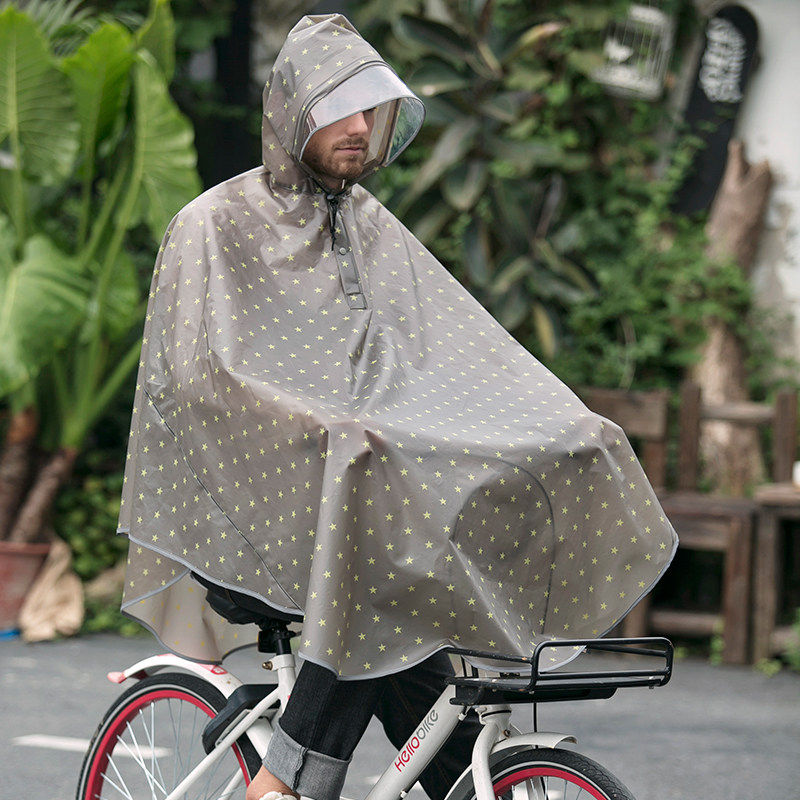 捷达 自行车雨披成人女式单人学生骑行青少年男防水透明帽檐雨衣
