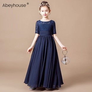 儿童礼服公主裙女童长款钢琴演出服音乐会合唱指挥学生主持晚礼服