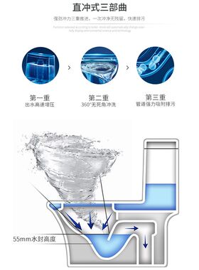 家用直冲式马f桶防堵大口径防臭直排水直落式450/500坑距坐座便器
