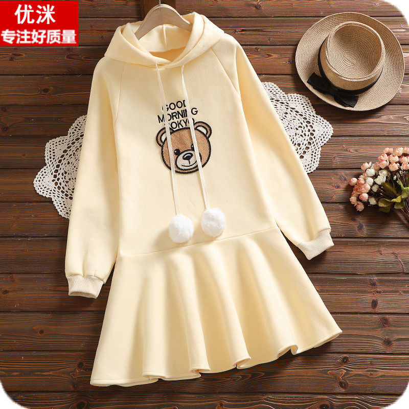 胖大童加绒加厚洋装12岁女孩学院秋冬装15学生宽松连帽运动衫裙子,童装/婴儿装/亲子装,连衣裙,淘宝优惠券,粉丝福利购,淘宝优惠卷