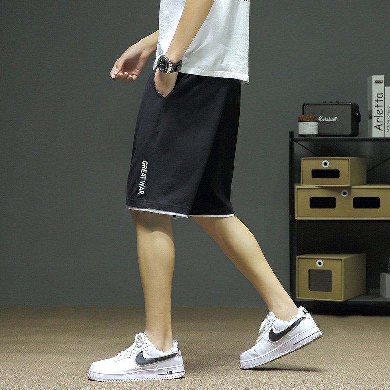 夏季休闲短裤分男士运动韩版潮流纯棉中裤外穿宽松百搭潮牌五分裤