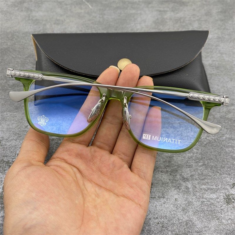 新款眼镜框架 复古板材带鼻托超轻纯钛男女百搭近视平光镜