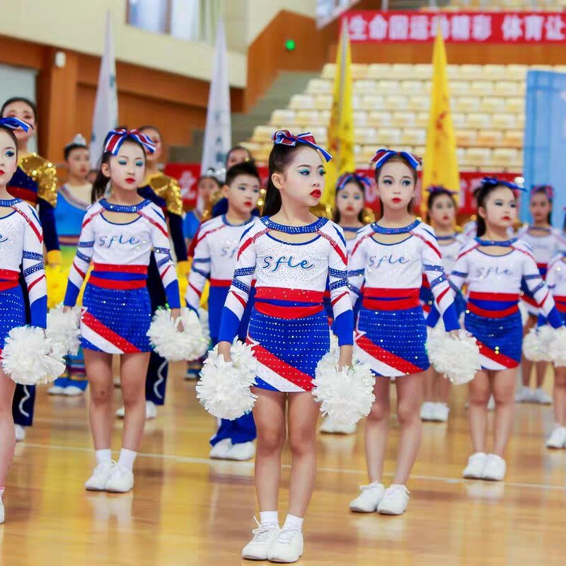 儿童啦啦操演出服装中小学生运动会男女表演竞技比赛篮.球拉拉队