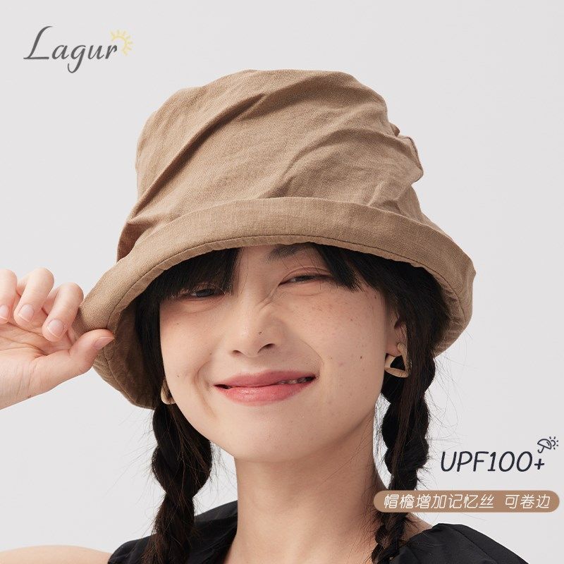 自然亚麻~草木咖褶皱水桶帽女夏季透气舒适防晒帽日系休闲渔夫帽,服饰配件/皮带/帽子/围巾,防晒帽,淘宝优惠券,粉丝福利购,淘宝优惠卷