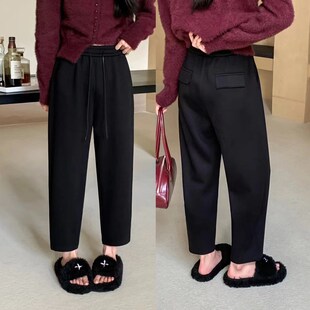 高弹轻奢级绵羊毛小脚萝卜裤 桐桐佳 哈伦裤 厚料大码 简谜92035 冬季