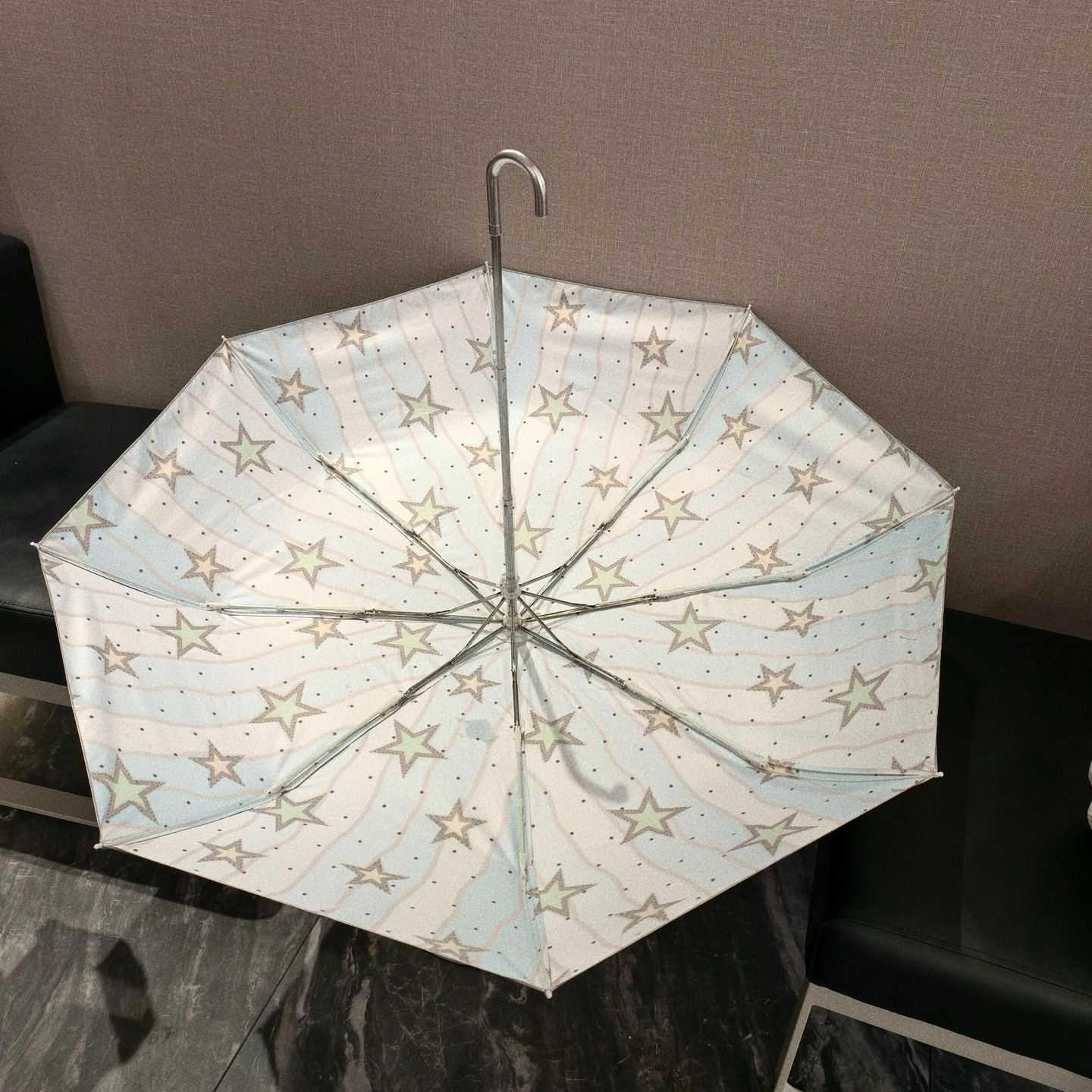 新款可爱遮阳超防晒防紫外线弯钩太阳伞星星雨伞女晴雨两用